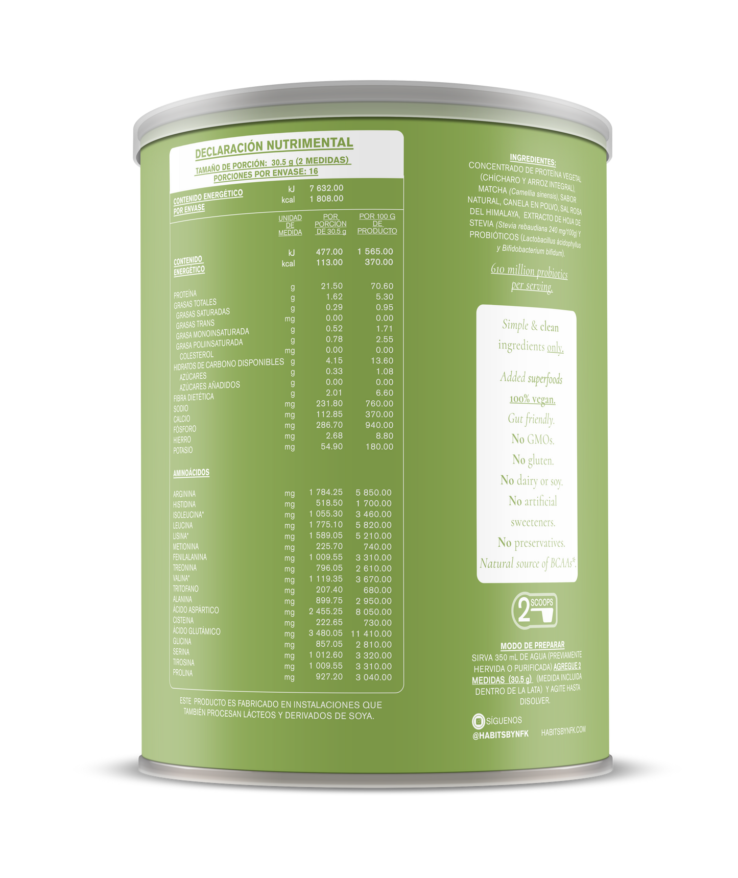 Protein Probiotic Matcha Vainilla - 488g